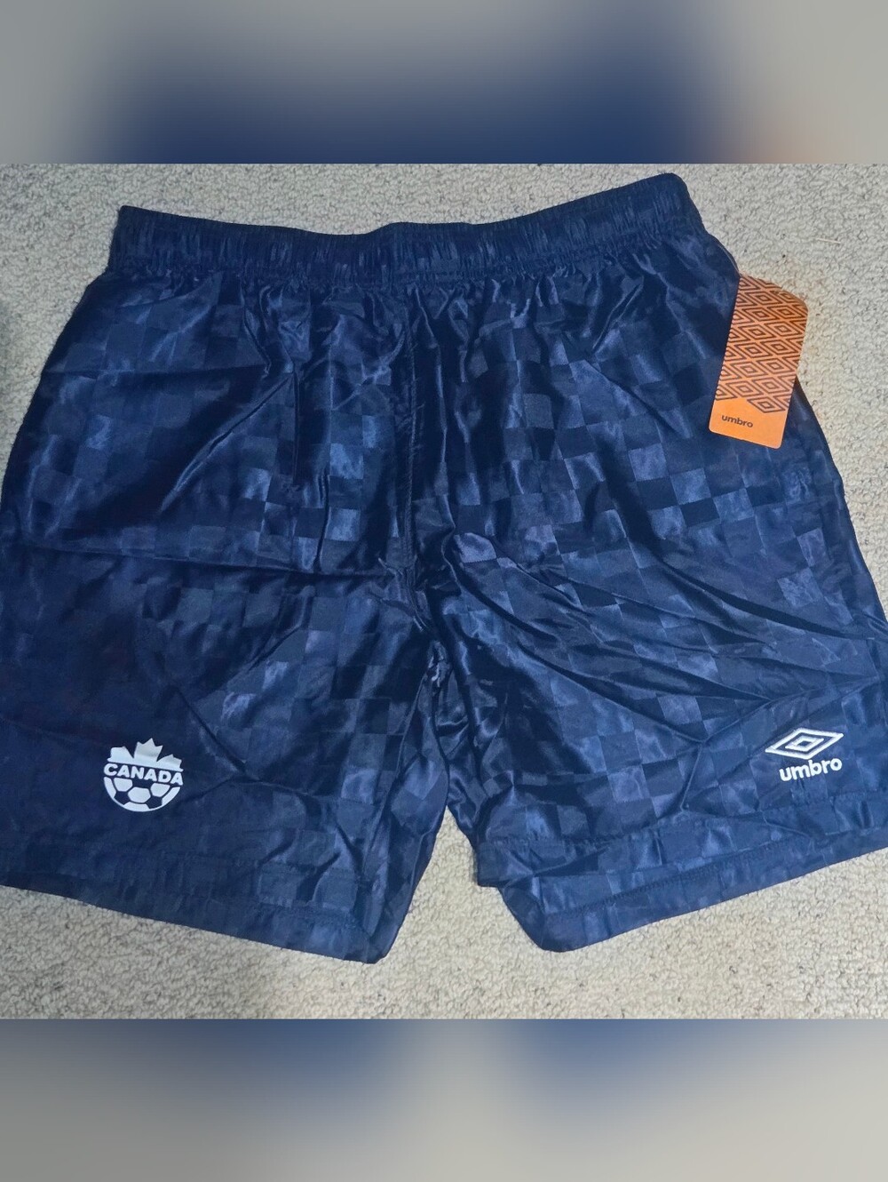 Umbro Black Checkered Soccer Shorts with Canada Logo